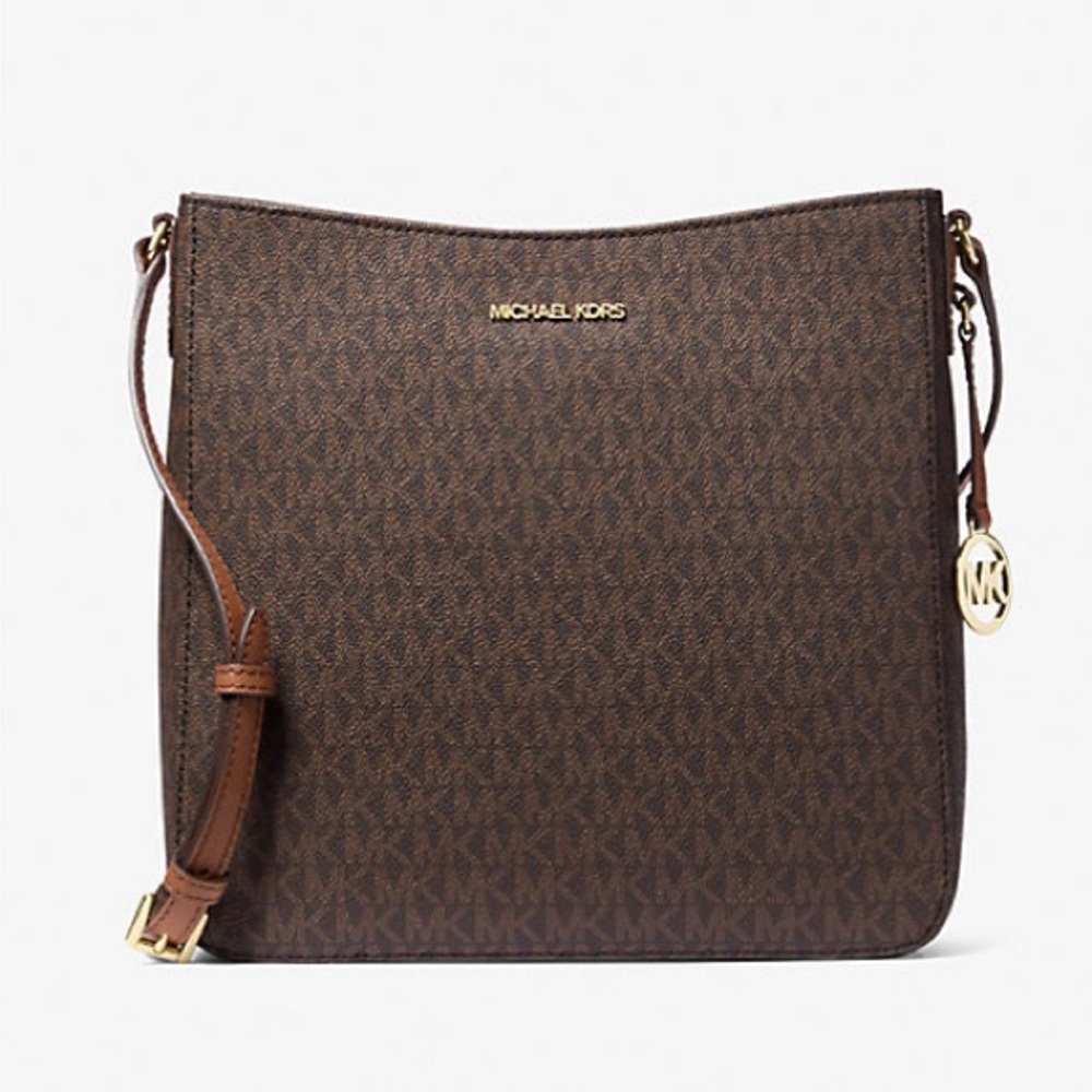 NWT Michael Kors Jet Set Travel Large Logo Messenger Bag - BROWN